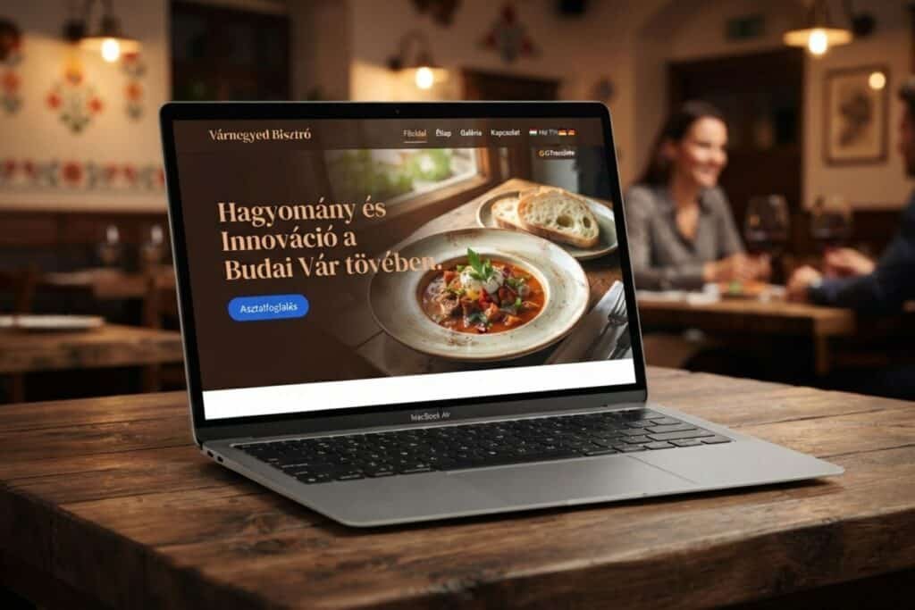Prémium étterem webdesign referenciamunka — Asztalfoglalási rendszer és gasztro marketing.