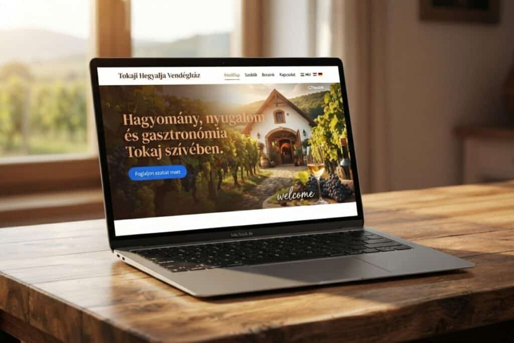Prémium turisztikai és szálláshely weboldal referenciamunka — Online foglalás és meertalige presentatie.